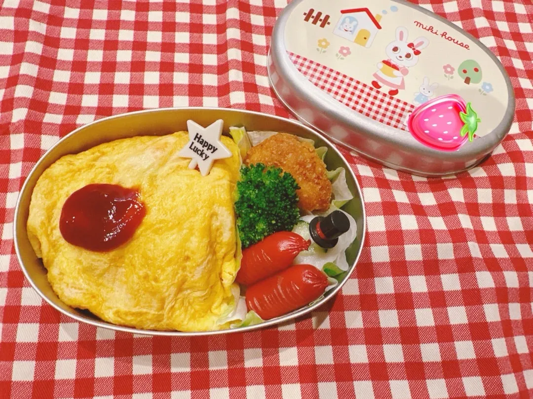 息子弁当☆娘弁当♪♪オムライス☆